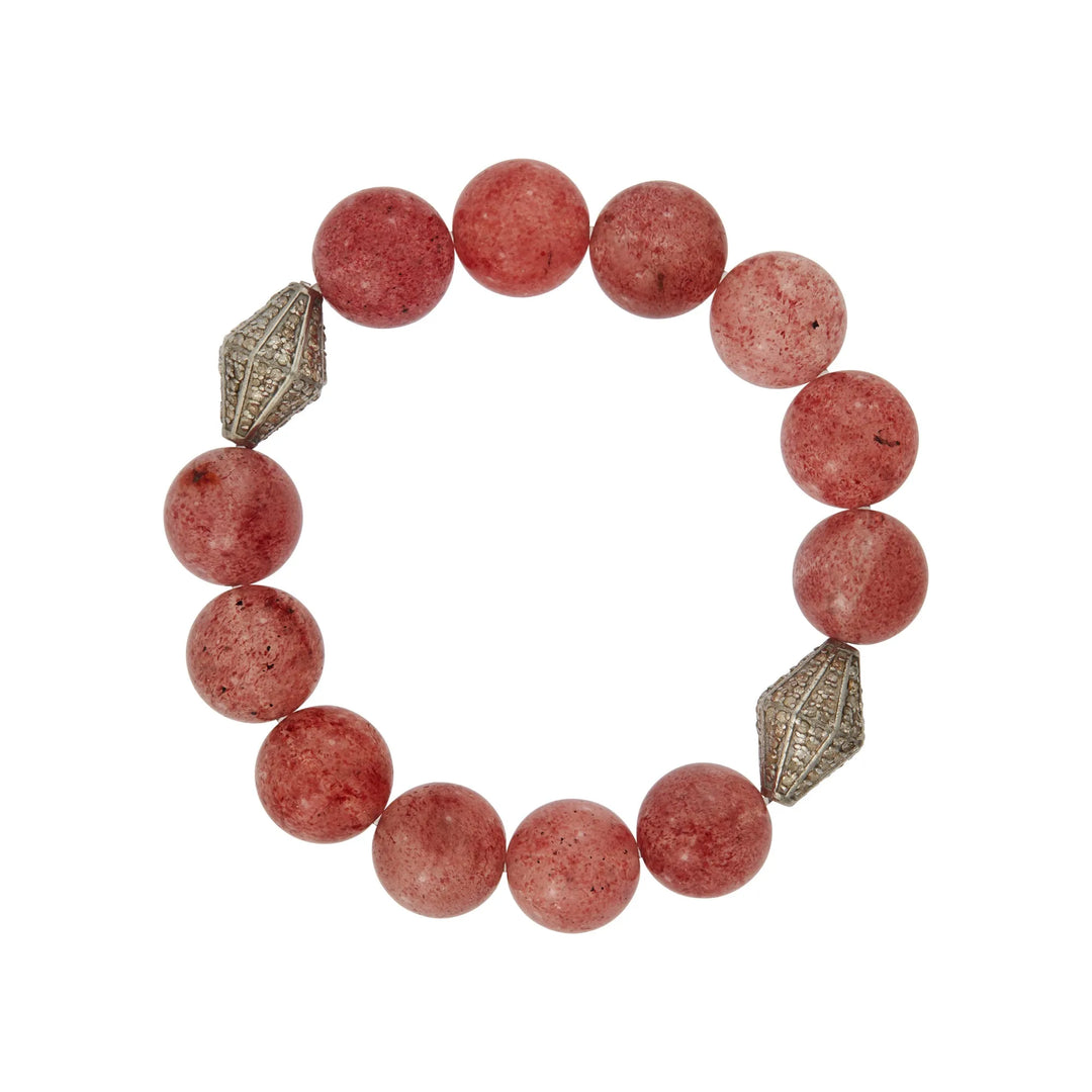 Strawberry Quartz Beaded Bracelet - Ileana Makri