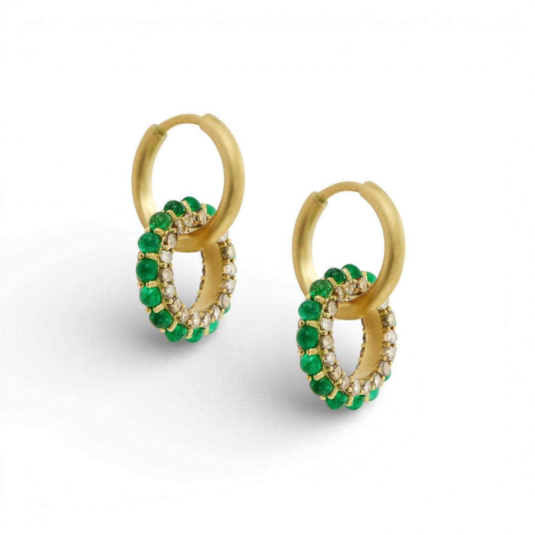 Emerald Flow Drop Hoops - Ileana Makri