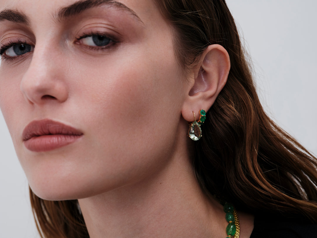 Single Crown Drops Green Amethyst