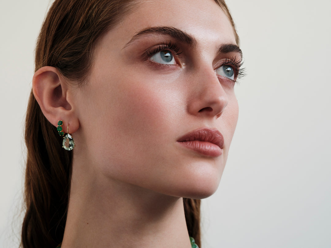 Single Crown Drops Green Amethyst