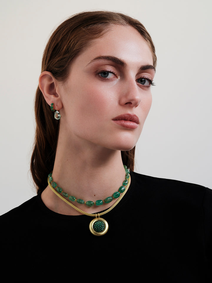 Single Crown Drops Green Amethyst