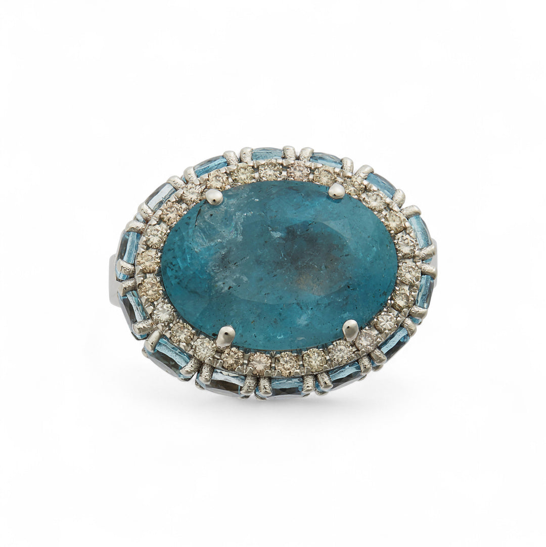 Aquamarine Eternity Flower Ring