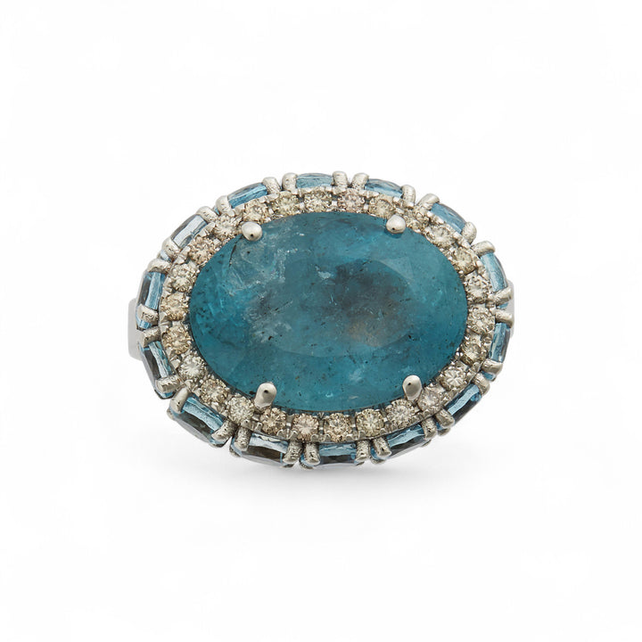 Aquamarine Eternity Flower Ring
