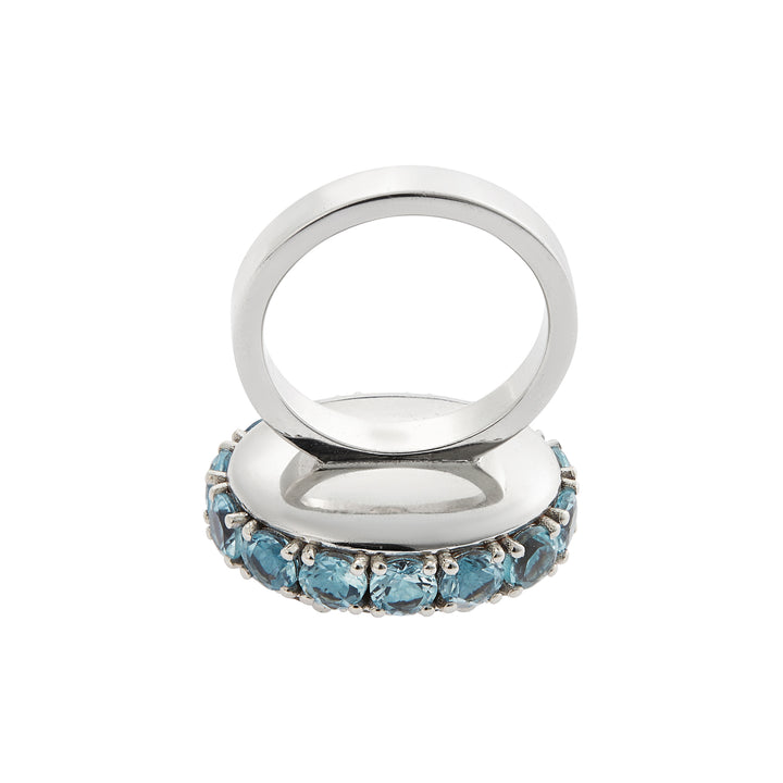 Aquamarine Eternity Flower Ring