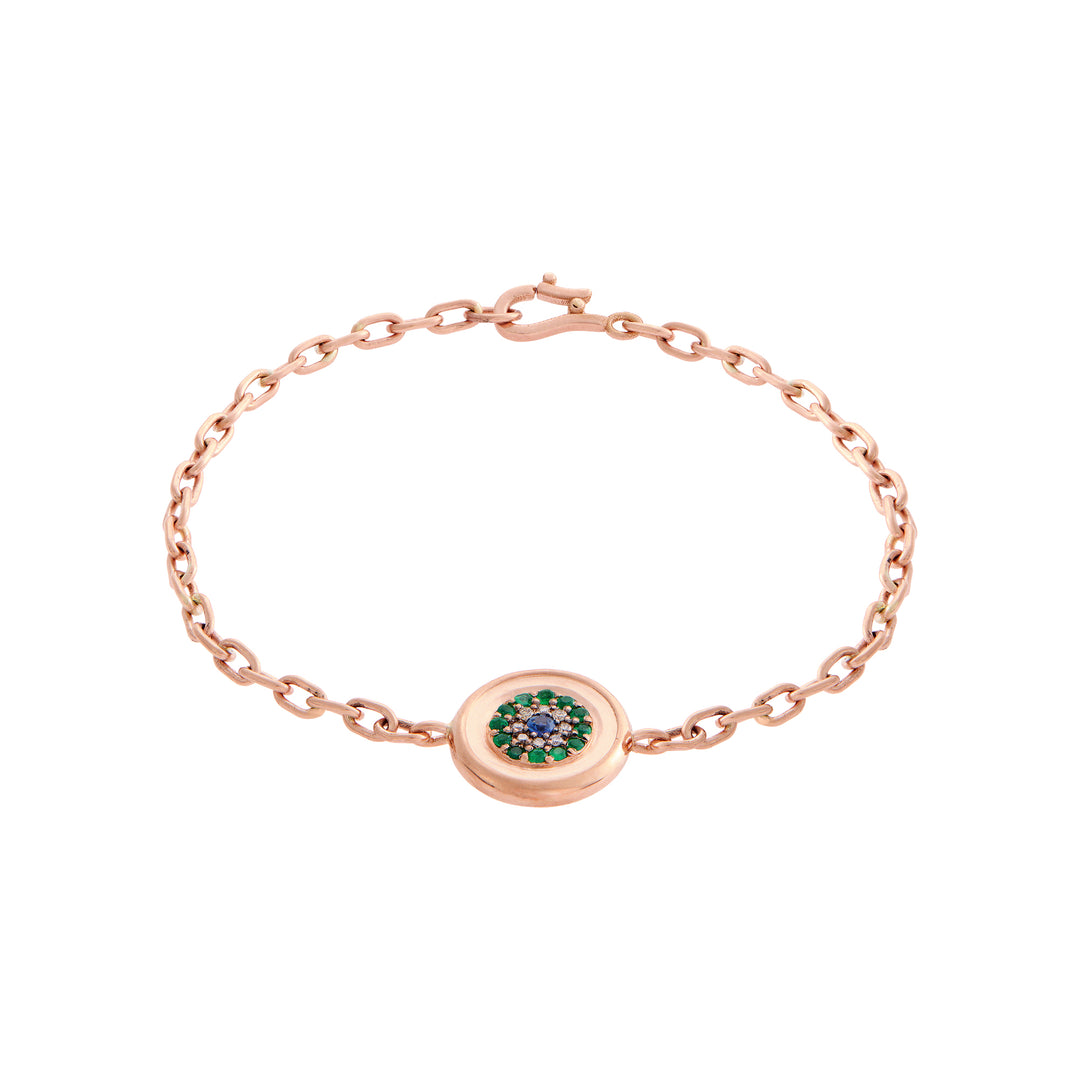 Double Round Eye Bracelet — Emerald & Champagne Diamond