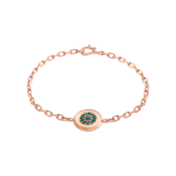 Double Round Eye Bracelet — Emerald & Champagne Diamond