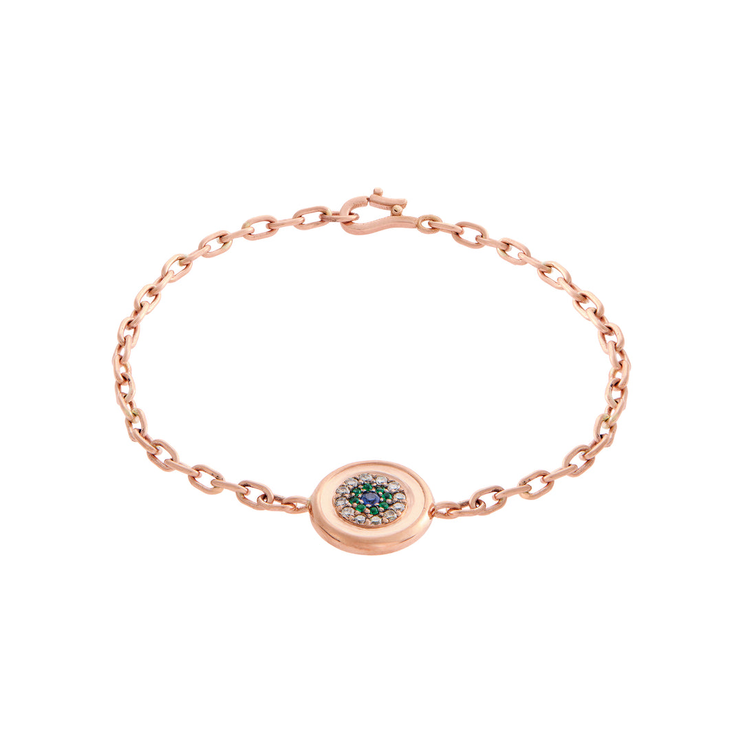 Double Round Eye Bracelet — Emerald & Champagne Diamond