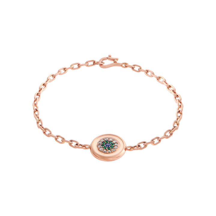 Double Round Eye Bracelet — Emerald & Champagne Diamond