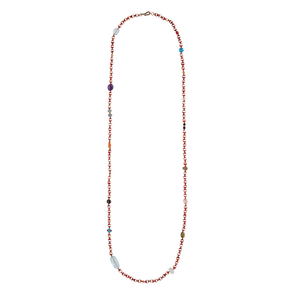 Brown Agate Stripe Necklace 159 (100cm) - Ileana Makri