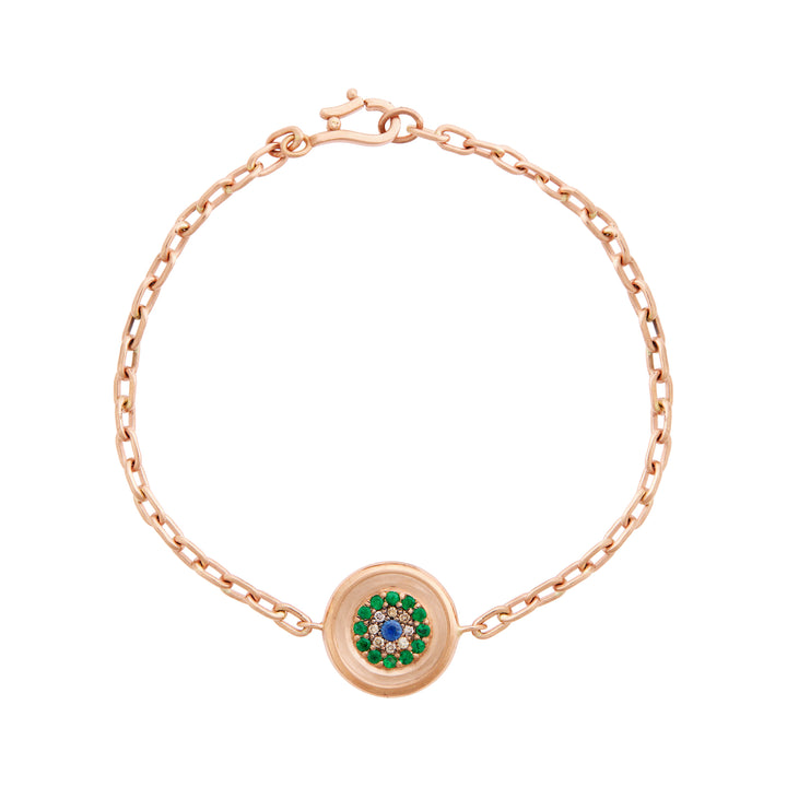 Double Round Eye Bracelet — Emerald & Champagne Diamond