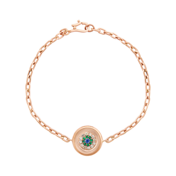Double Round Eye Bracelet — Emerald & Champagne Diamond