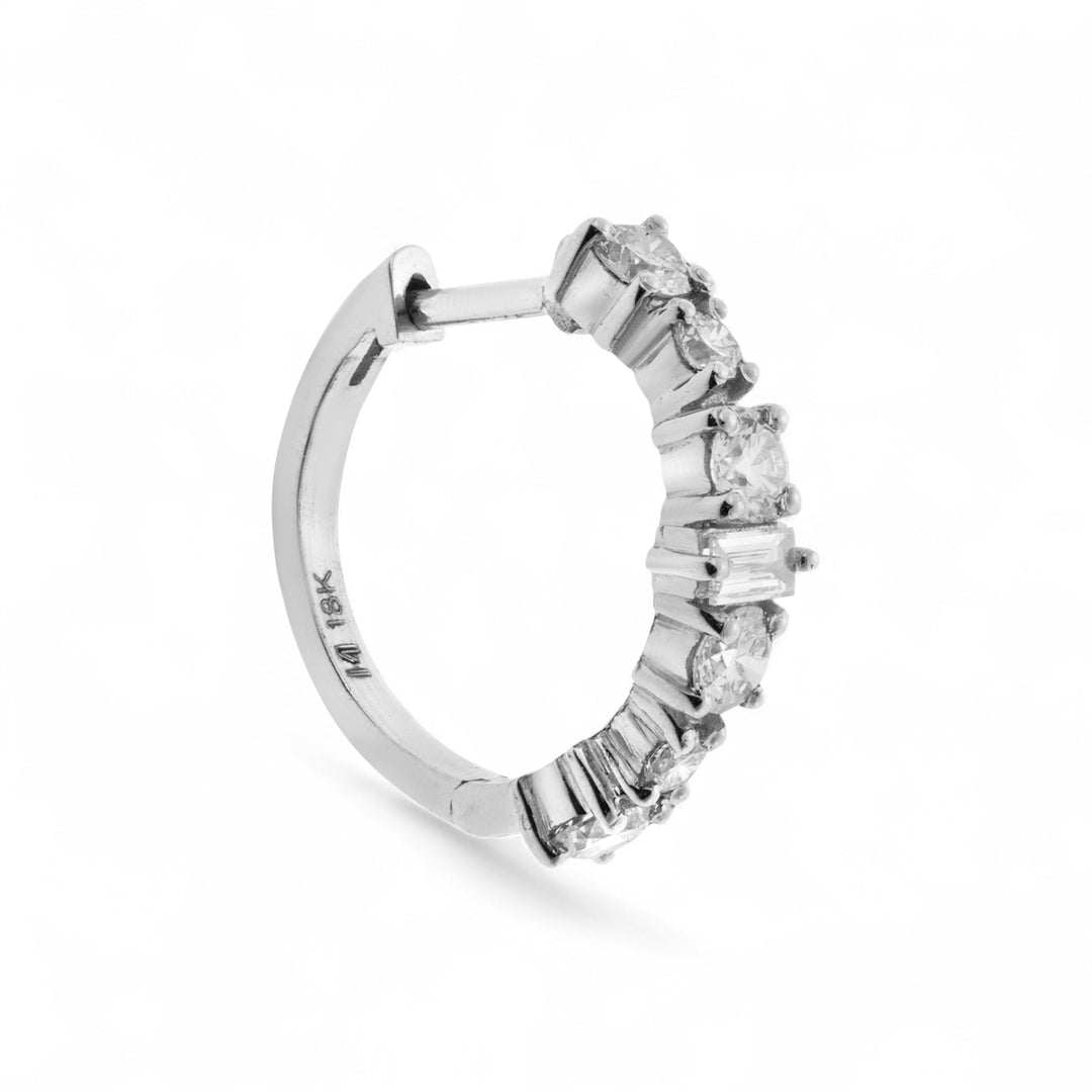 Round Rivulet White Diamond Hoops