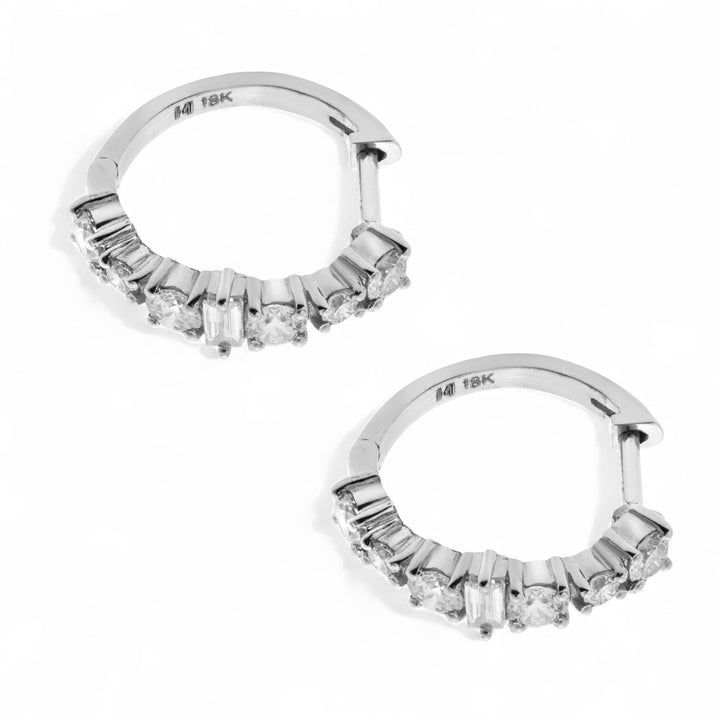 Round Rivulet White Diamond Hoops