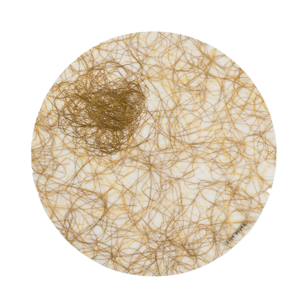 Large Round Placemat White Gold Threads (set of 2)