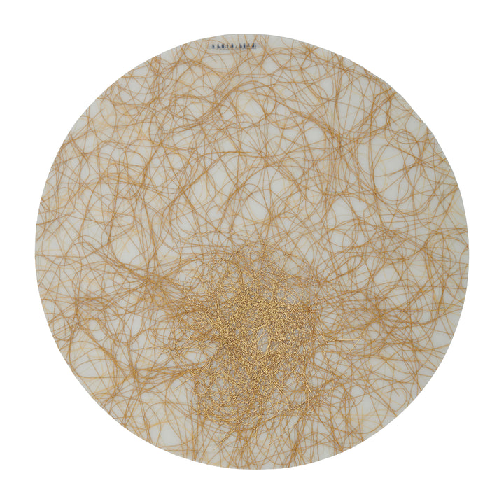 Large Round Placemat White Gold Threads (set of 2)