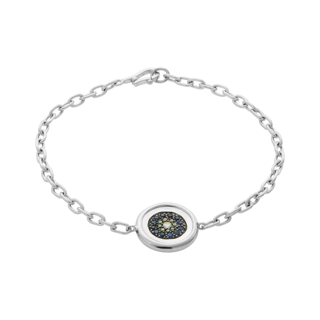 Double Round Eye Bracelet — Sapphire & Green Diamond
