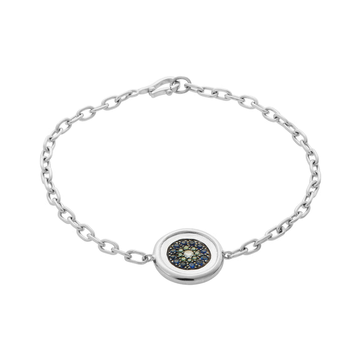 Double Round Eye Bracelet — Sapphire & Green Diamond