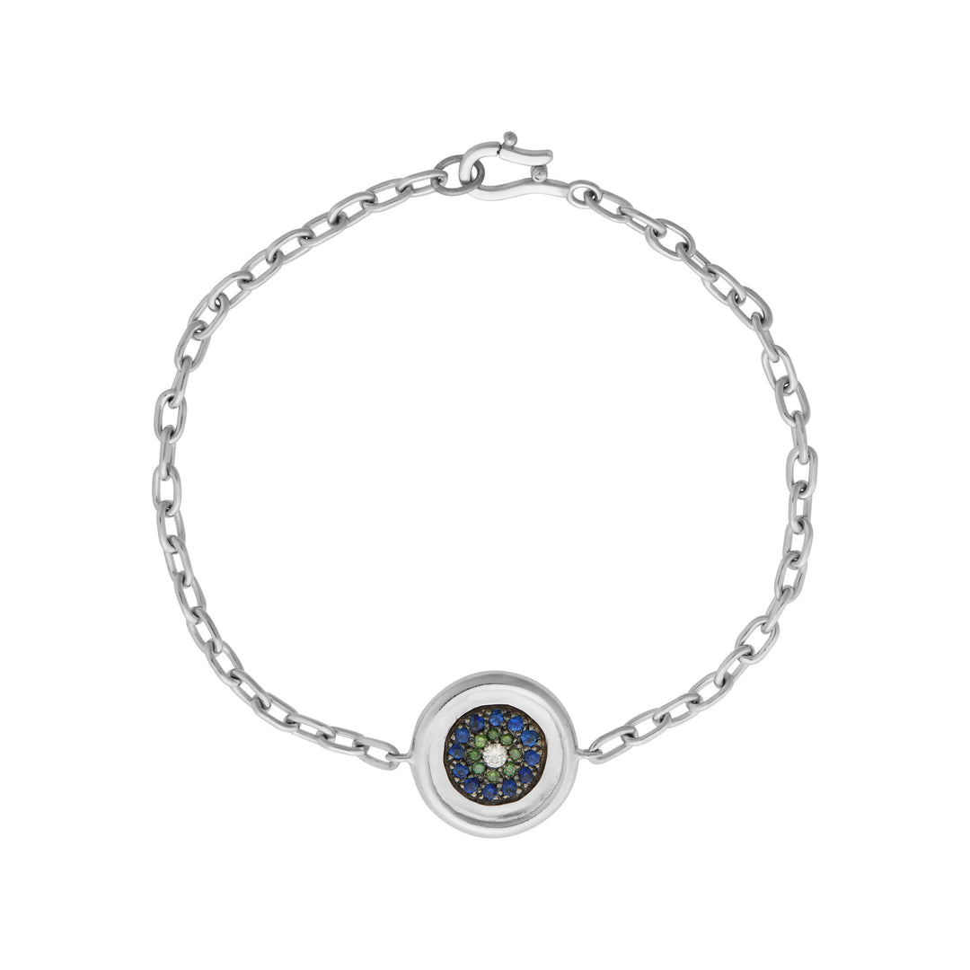 Double Round Eye Bracelet — Sapphire & Green Diamond