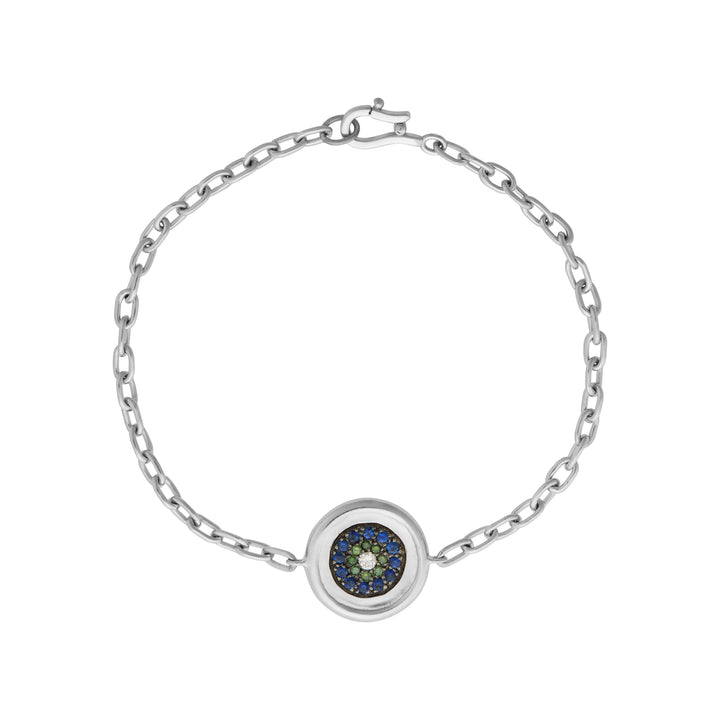 Double Round Eye Bracelet — Sapphire & Green Diamond