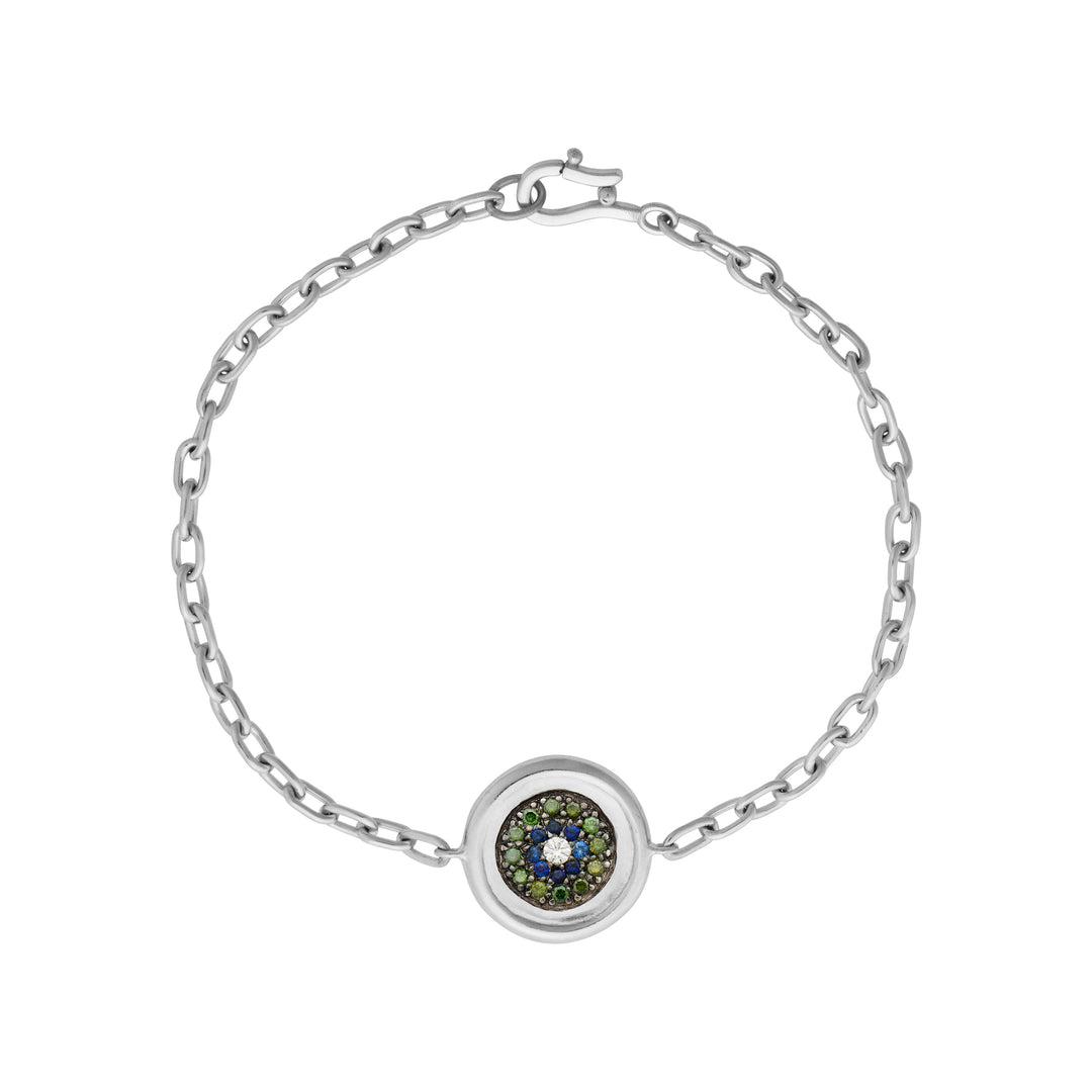 Double Round Eye Bracelet — Sapphire & Green Diamond