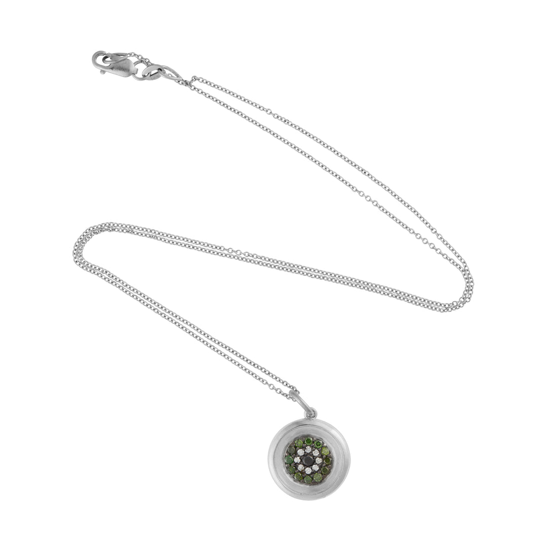Round Eye Pendant — Green, White & Black Diamonds