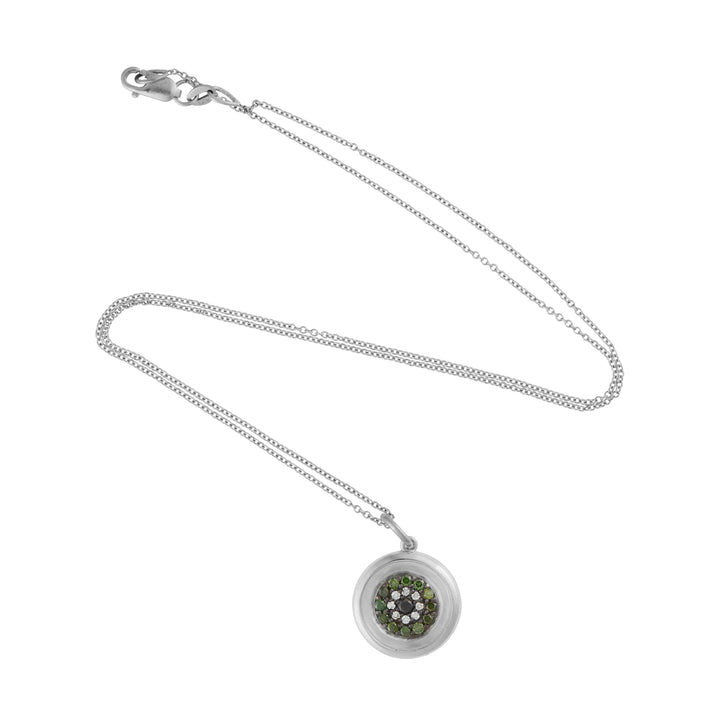 Round Eye Pendant — Green, White & Black Diamonds