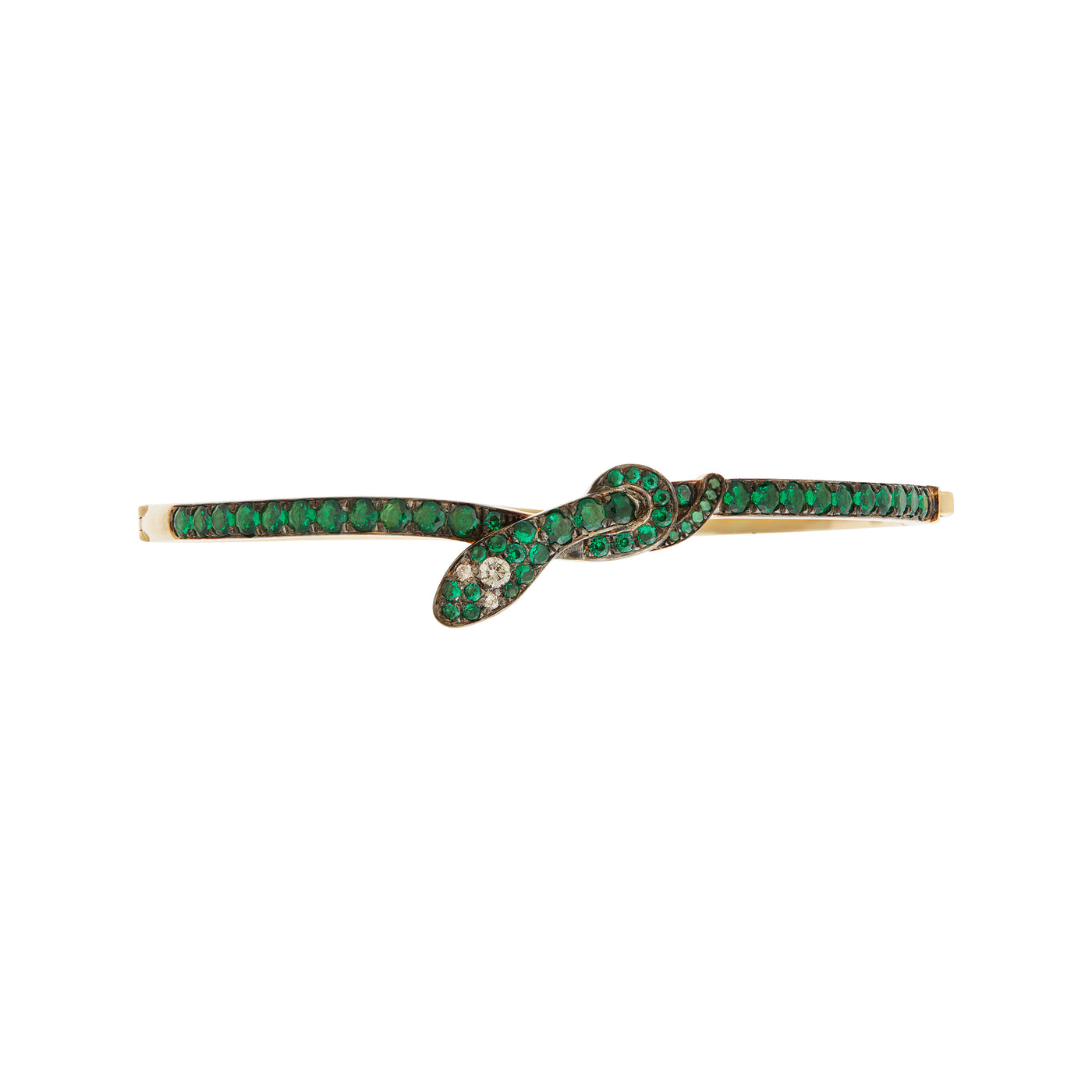 Coiled Snake Emerald Bangle - SNAKES - Ileana Makri store