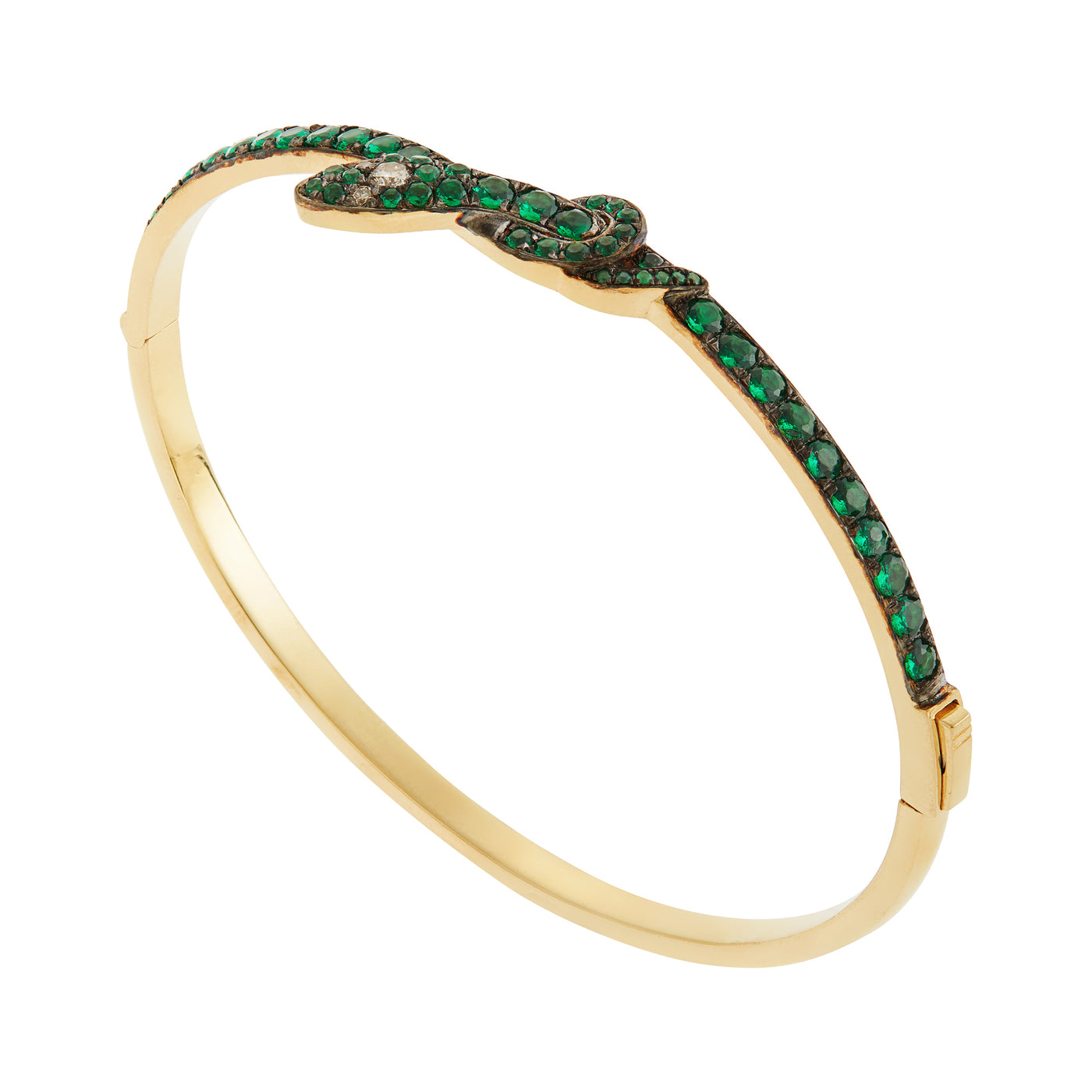 Coiled Snake Emerald Bangle