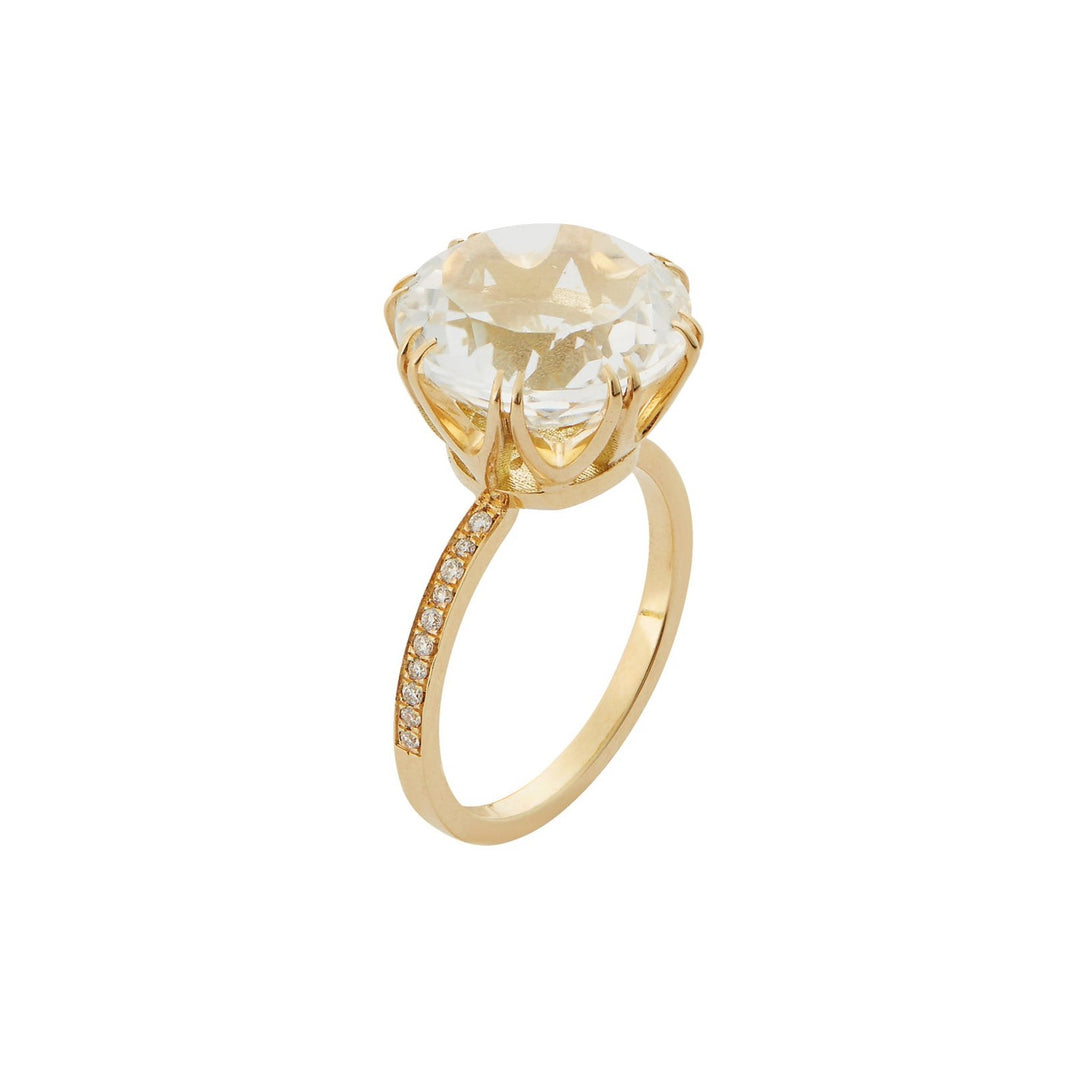 Solitaire Crown Ring White Topaz