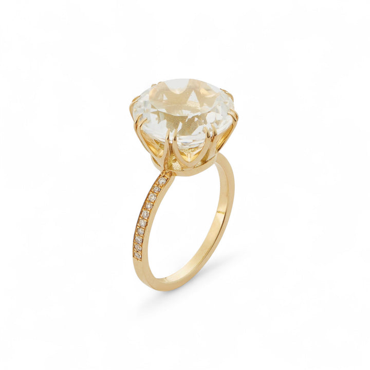 Solitaire Crown Ring White Topaz
