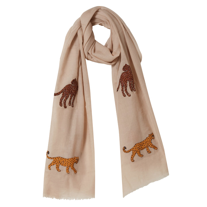 Leopards Scarf Beige