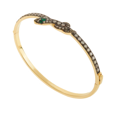 Coiled Snake Champagne Bangle - SNAKES - Ileana Makri store
