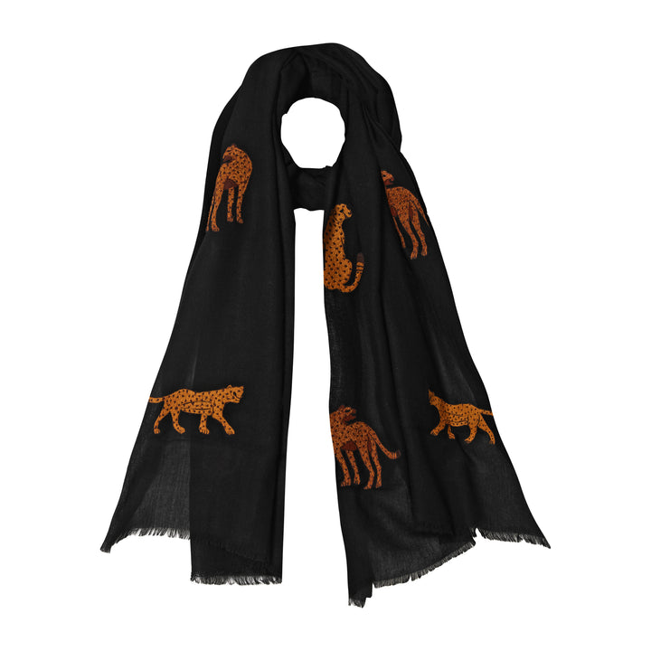 Leopards Scarf Black