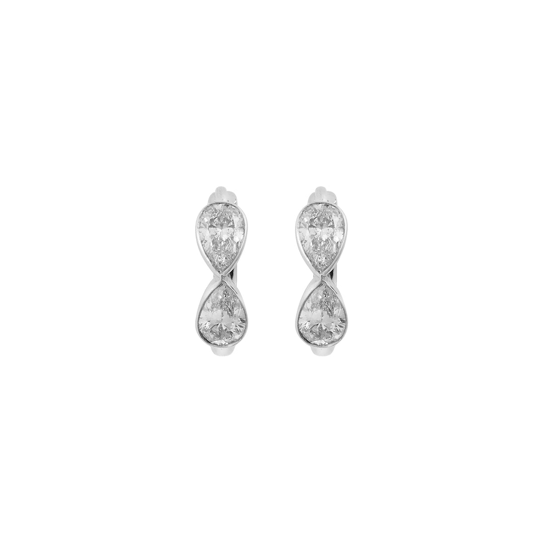 Pear Diamond Huggie Hoops W-D