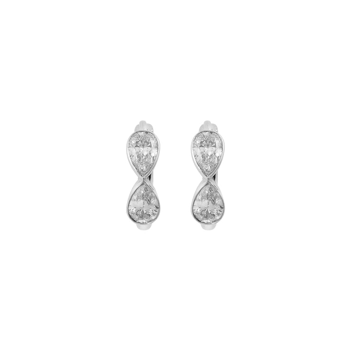 Pear Diamond Huggie Hoops W-D
