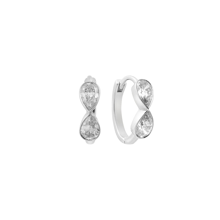 Pear Diamond Huggie Hoops W-D