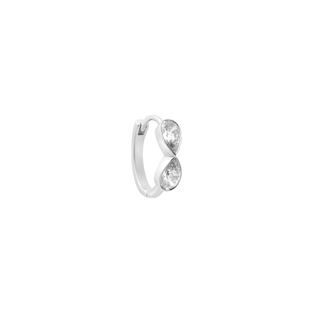 Pear Diamond Huggie Hoops W-D