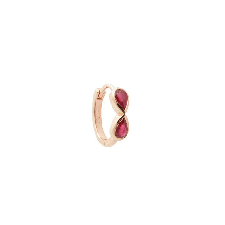 Pear Ruby Huggie Hoops P-RU