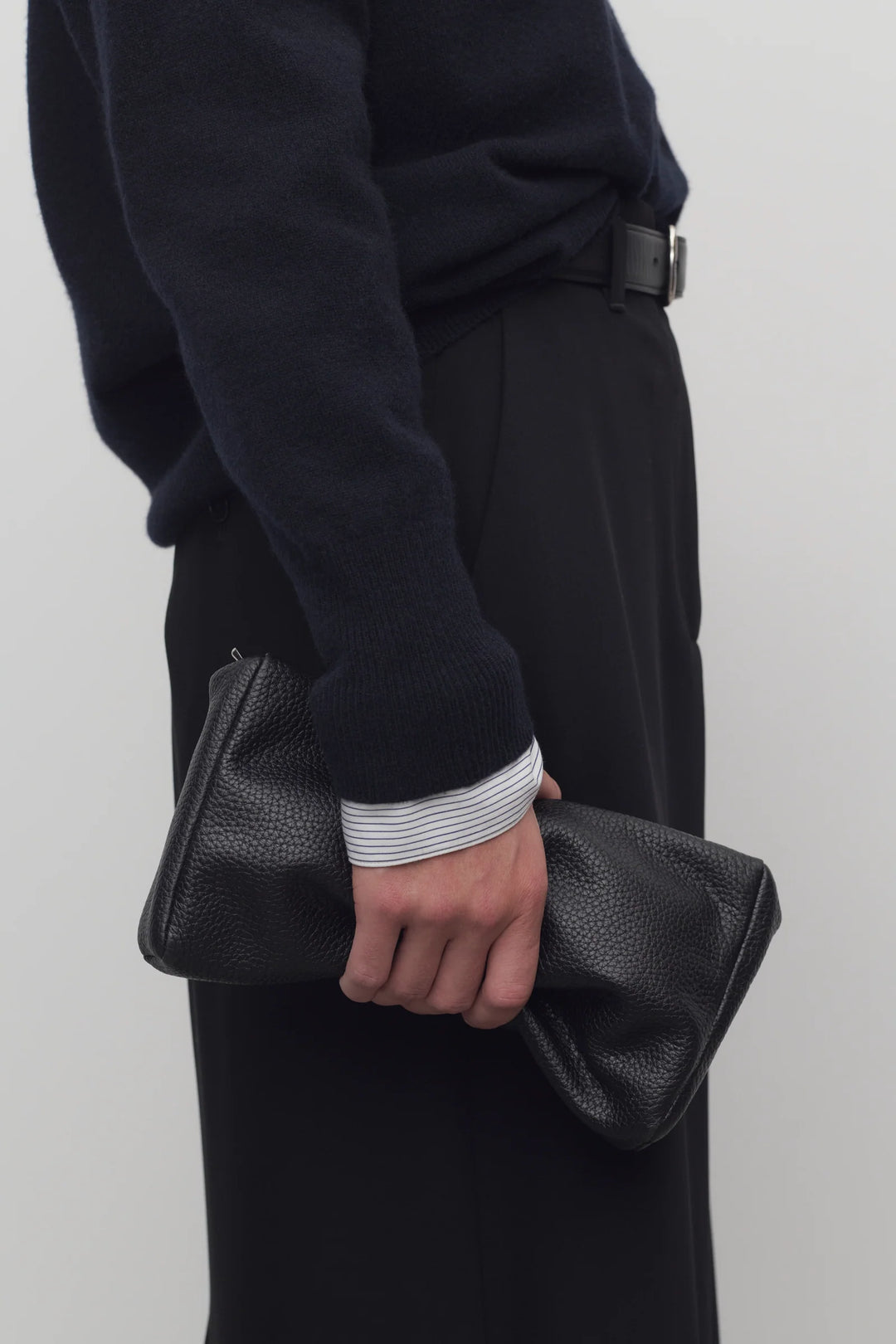 Squared Compact Clutch Bag in Leather