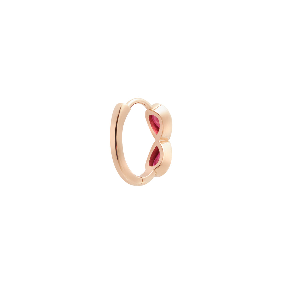 Pear Ruby Huggie Hoops P-RU