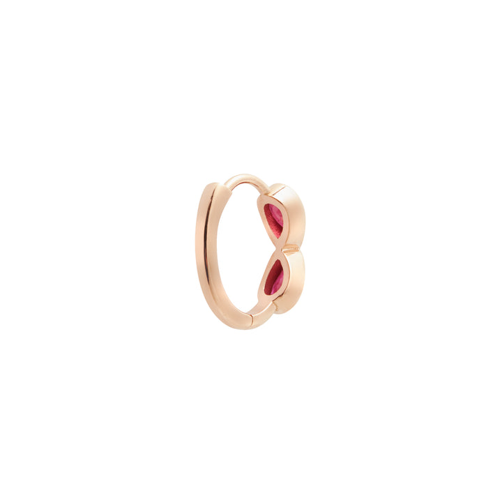 Pear Ruby Huggie Hoops P-RU