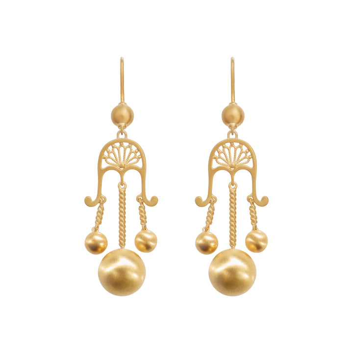 Gold Orb Temple Earrings