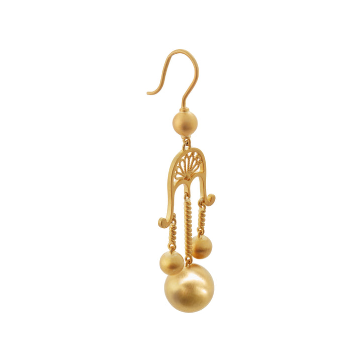 Gold Orb Temple Earrings