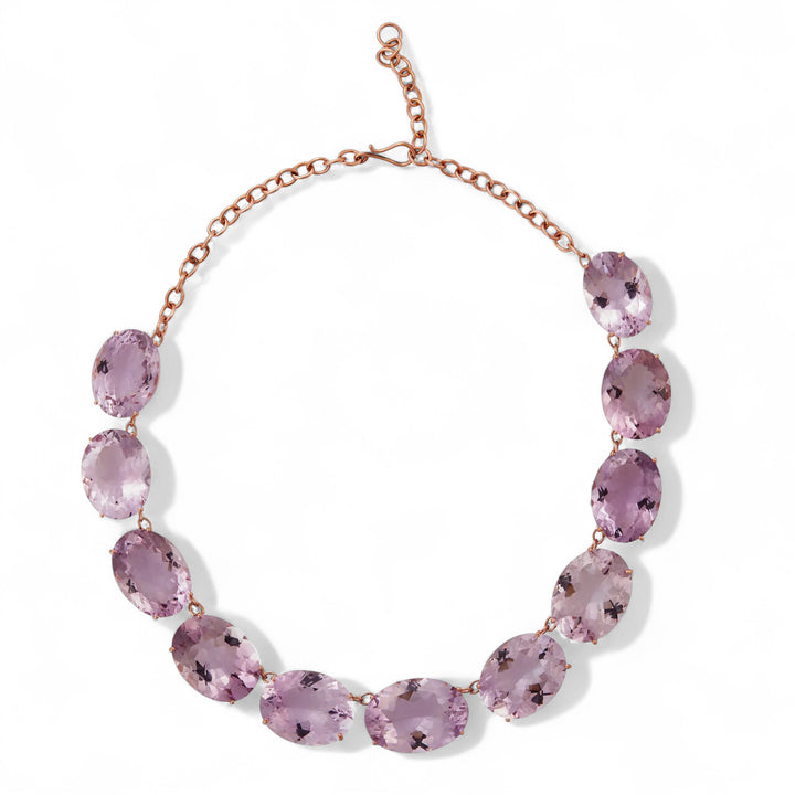Large Crown Pink Amethyst Necklace