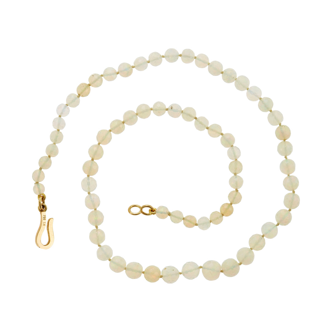 White Faceted Round Opal Beaded Necklace 217 (40cm)