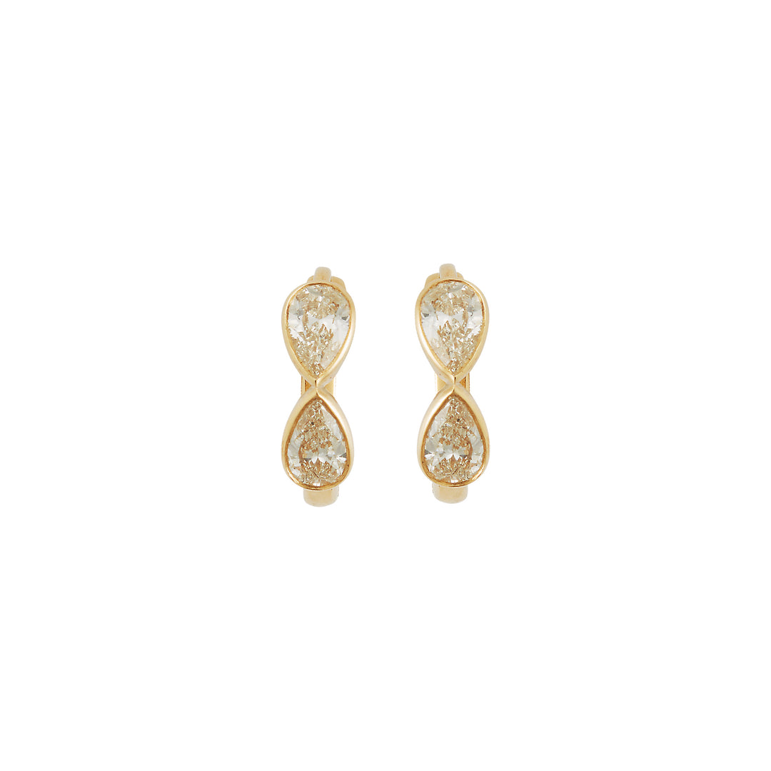 Pear Diamond Huggie Hoops Y-D