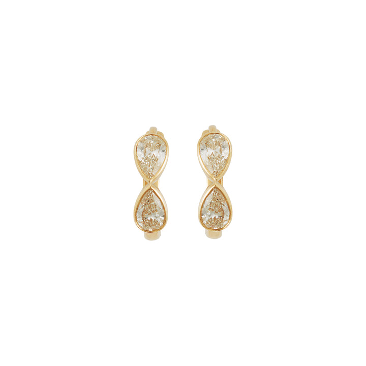 Pear Diamond Huggie Hoops Y-D