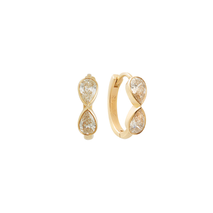 Pear Diamond Huggie Hoops Y-D