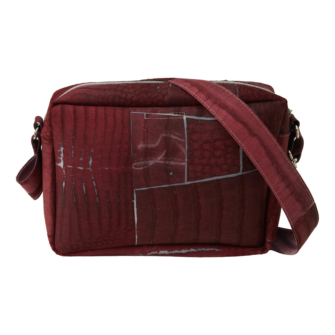 Large Raw Leather Burgundy Bag