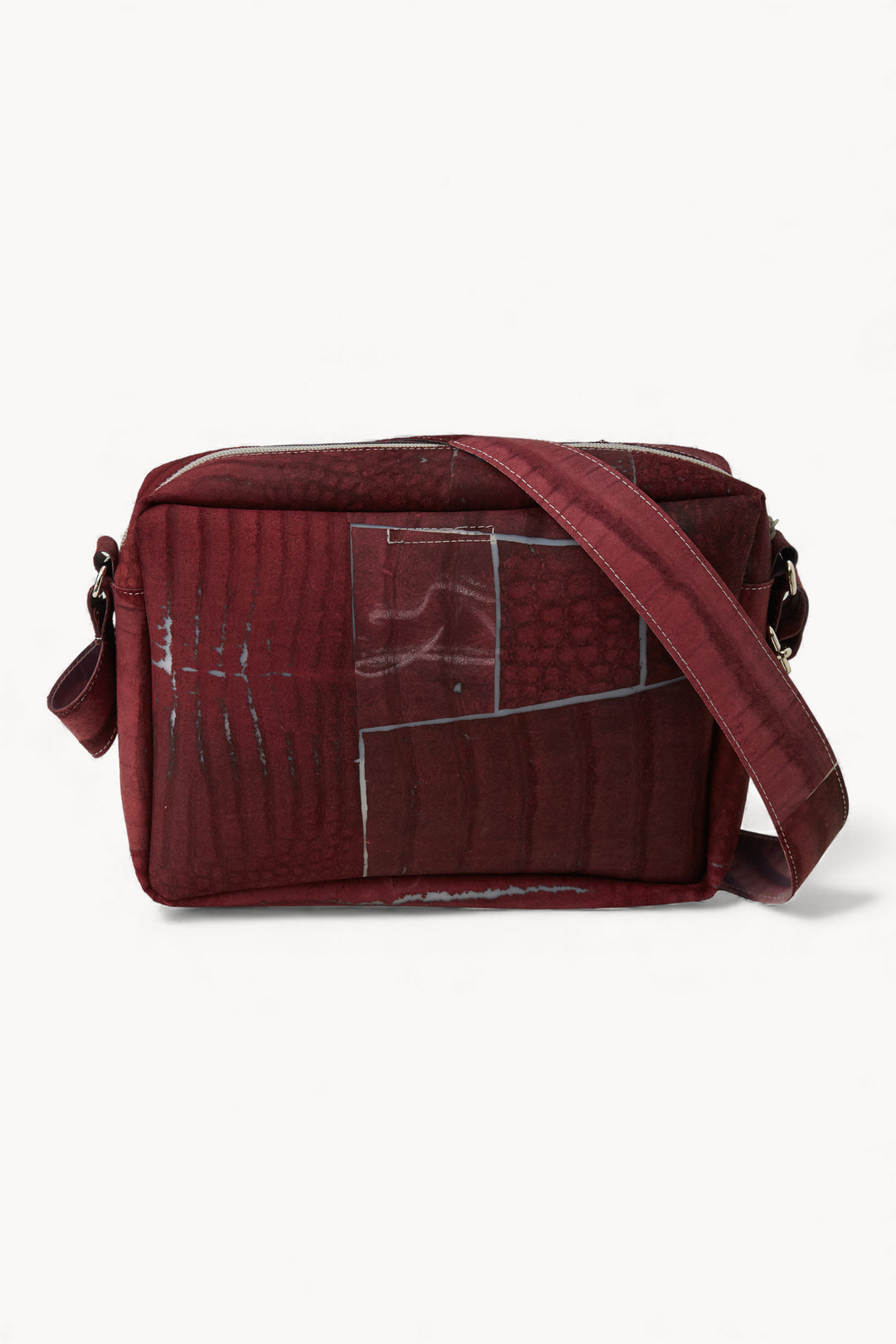 Large Raw Leather Burgundy Bag
